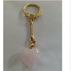 Heart Pink Keychain/ Handbag Charm with Gold-tone